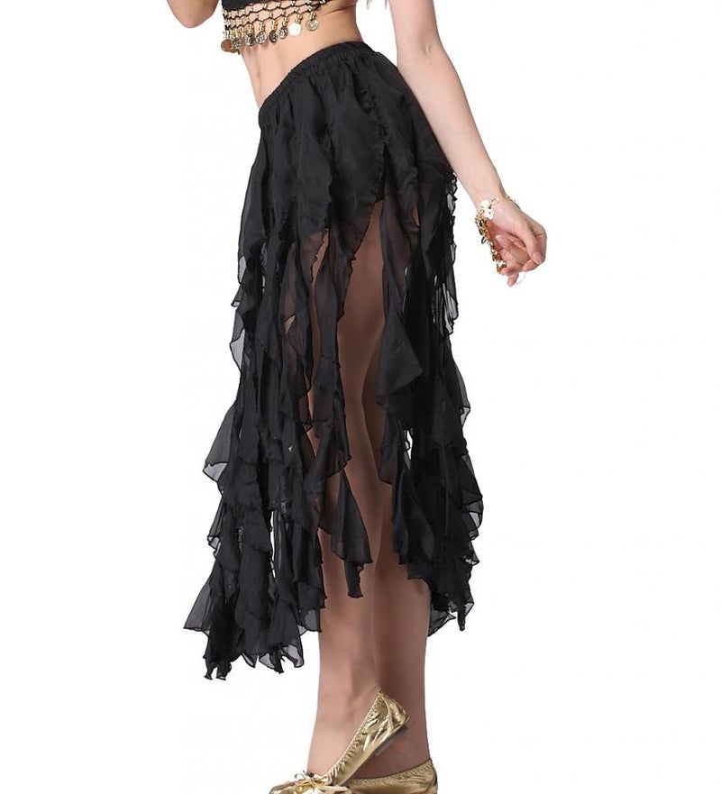 ZLTdream Belly Dance 16PCS-Curling Jellyfish Skirt for Girls andWomen Belly Dancing Outfits Black - Image 2